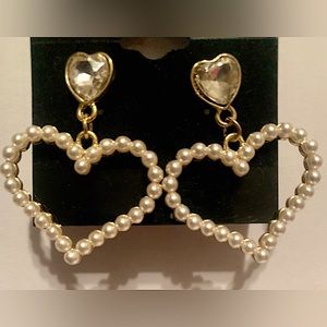 Heart Shaped Pearl Earrings